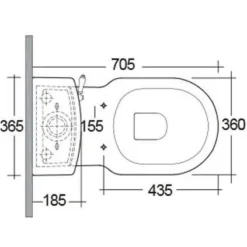 Washington Close Coupled Open Back Lever Flush WC With Soft Close Seat Greige - RAK Ceramics -Home Bathroom Washington Sizes 1 1