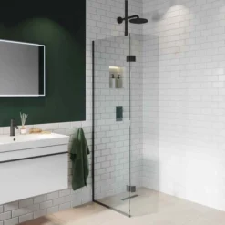 Abacus Walk In Shower Screen 700mm With Matt Black Hinged Return 350mm 7 Abacus Walk In Shower Screen 700mm With Matt Black Hinged Return 350mm -Home Bathroom aBACUS 700 350 Matt Black Ceiling Support