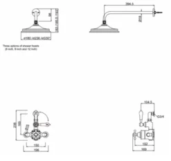 Burlington Avon Exposed Traditional Thermostatic Shower Fixed Head - AF1S -Home Bathroom avon exposed tech drawing