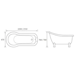 Bourbourg Traditional 1710mm Freestanding Bath Chrome Feet -Home Bathroom bourbourg tech 1