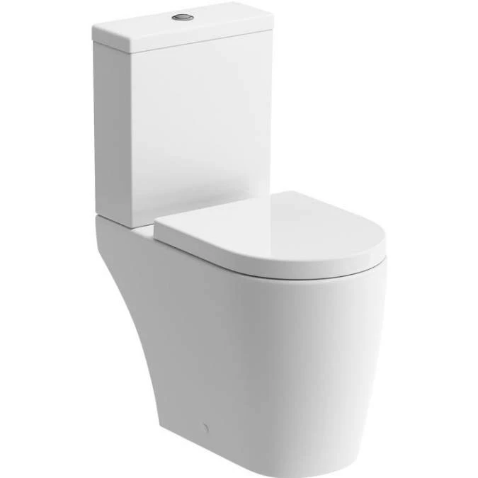 Campbell Rimless Close Coupled Open Back Toilet & Soft Closed Seat 1 Campbell Rimless Close Coupled Open Back Toilet & Soft Closed Seat