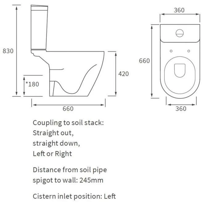 Campbell Rimless Close Coupled Open Back Toilet & Soft Closed Seat 5 Campbell Rimless Close Coupled Open Back Toilet & Soft Closed Seat - Image 5