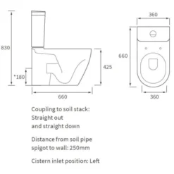 Campbell Rimless Close Coupled Fully Shrouded Toilet & Soft Closed Seat -Home Bathroom campbell wc2 spec