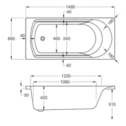 Carron Arc 1500 X 700 Single Ended Bath - 5mm 9 Carron Arc 1500 X 700 Single Ended Bath - 5mm -Home Bathroom carron arc se 1500x 700 tech