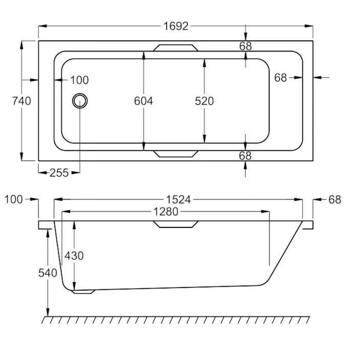 Carron Quantum Integra 1700 X 750 Single Ended Bath With Grips - 5mm 3 Carron Quantum Integra 1700 X 750 Single Ended Bath With Grips - 5mm - Image 3