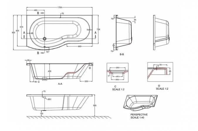 ClearGreen EcoRound 1700 X 900mm Shower Reinforced Bath 4 ClearGreen EcoRound 1700 X 900mm Shower Reinforced Bath - Image 4