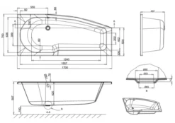 ClearGreen EcoCurve 1700 X 750mm Space Saving Shower Reinforced Bath 10 ClearGreen EcoCurve 1700 X 750mm Space Saving Shower Reinforced Bath -Home Bathroom drawings BS1695RR16N