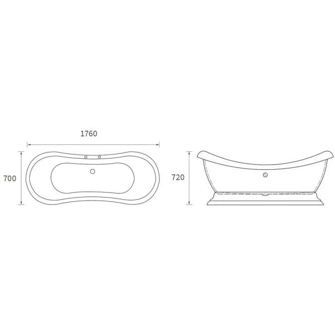 Gressingham 1760mm Freestanding Boat Bath - White 6 Gressingham 1760mm Freestanding Boat Bath - White - Image 6