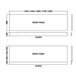 HaLite Gloss White 1800mm Bath Panel - Waterproof & Solid 11 HaLite Gloss White 1800mm Bath Panel - Waterproof & Solid -Home Bathroom halite spec front 2