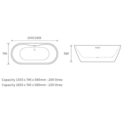 Havanna 1550mm Freestanding Bath - White 5 Havanna 1550mm Freestanding Bath - White -Home Bathroom havana freestanding tech 1 1