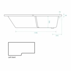 Tissino Lorenzo Reinforced Shower Bath RH - 1700 X 700mm -Home Bathroom loreno sb 2 1