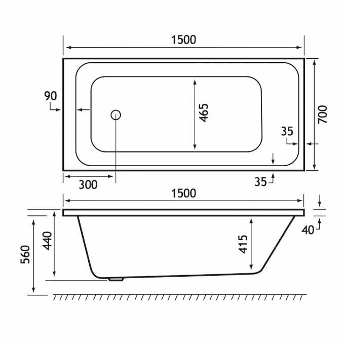 Beaufort Malin 1500 X 700 Single Ended Bath 3 Beaufort Malin 1500 X 700 Single Ended Bath - Image 3
