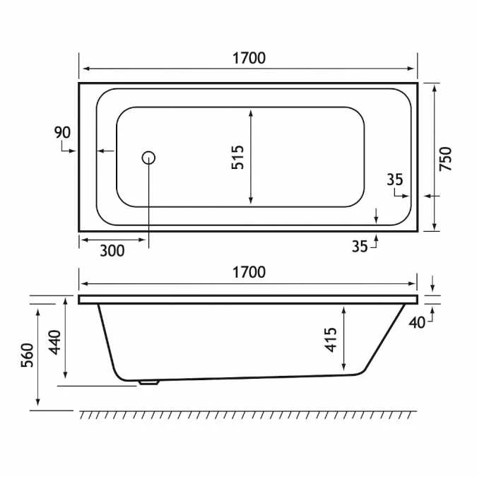 Beaufort Malin 1700 X 750 Single Ended Bath 3 Beaufort Malin 1700 X 750 Single Ended Bath - Image 3