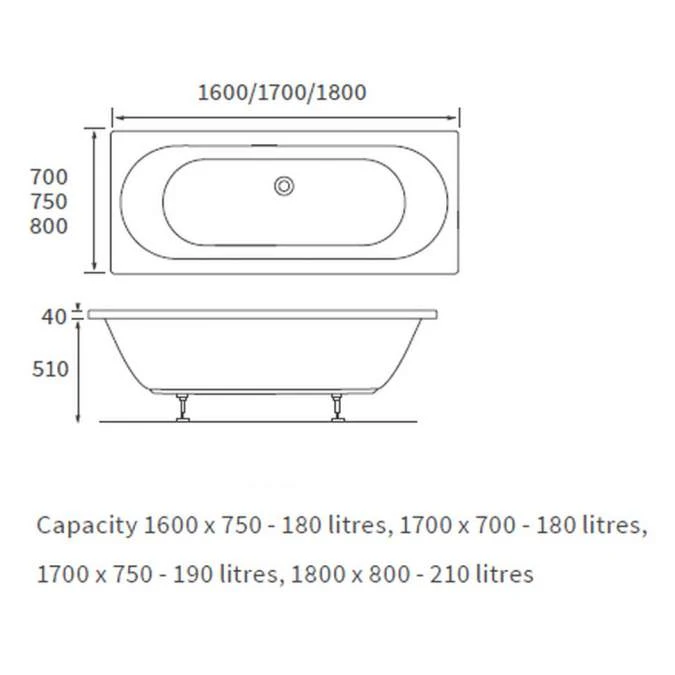 Merchtem Round 1700 X 700 Double Ended Bath & Legs 2 Merchtem Round 1700 X 700 Double Ended Bath & Legs - Image 2