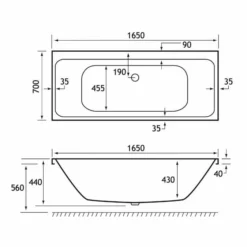 Beaufort Malin 1650 X 700 Double Ended Bath -Home Bathroom mlin de 1650x700 tech