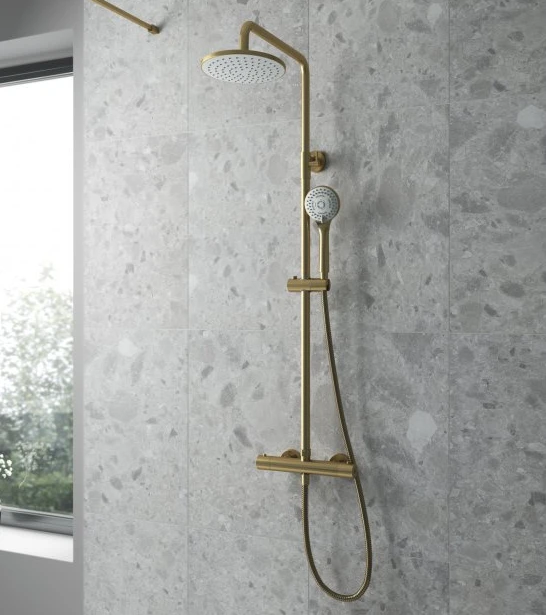 Nuie Round Thermostatic Bar Shower Kit - Brushed Brass 3 Nuie Round Thermostatic Bar Shower Kit - Brushed Brass - Image 3