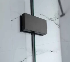 1400mm - Pure Black Semi-Frameless Hinged Shower Door - Clear Glass -Home Bathroom onyx black hinge