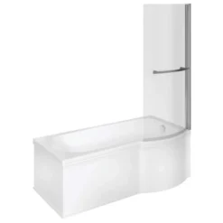 Overberg DOUBLECAST 1700 X 850mm P Shape Shower Bath Pack -Home Bathroom overberg p shaped bath rh