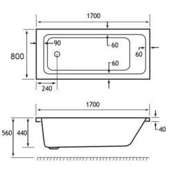 Beaufort Portland 1700 X 800 Single Ended Bath -Home Bathroom portland 1700x800 tech