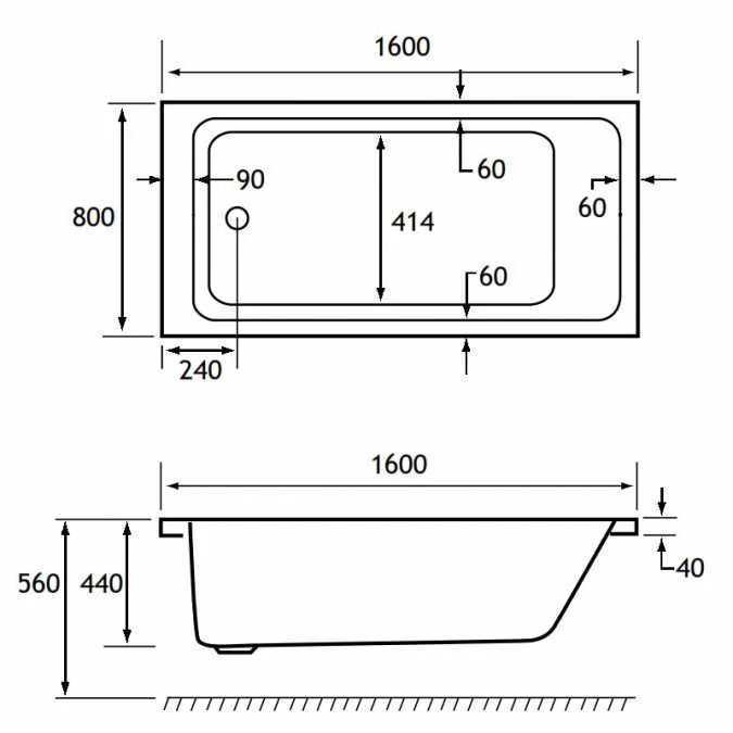 Beaufort Portland 1600 X 800 Single Ended Bath 3 Beaufort Portland 1600 X 800 Single Ended Bath - Image 3