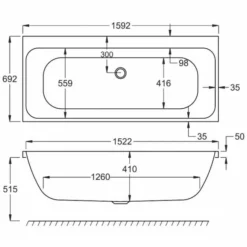 Carron Profile Duo 1600 X 700 Double Ended Bath - 5mm -Home Bathroom profile duo 1600x700 technical
