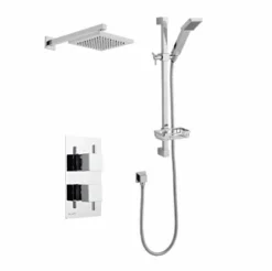Pure Thermostatic Concealed Shower Valve With Fixed Rain Head & Riser Rail - Kartell UK