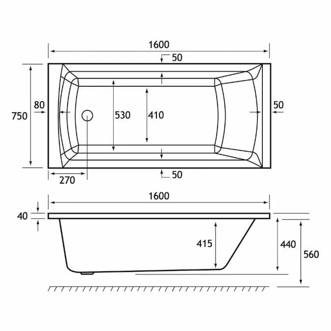 Beaufort Rockall 1600 X 750 Single Ended Bath 3 Beaufort Rockall 1600 X 750 Single Ended Bath - Image 3