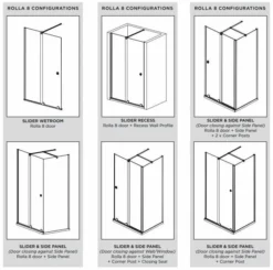 Rolla 8 1400mm Matt Black Frameless Sliding Door Corner Enclosure 5 Rolla 8 1400mm Matt Black Frameless Sliding Door Corner Enclosure -Home Bathroom rolla8config 39