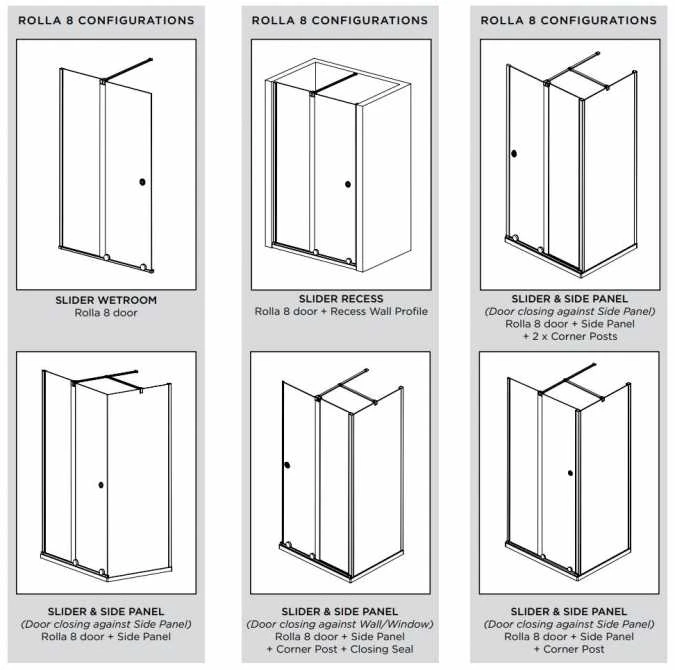 Rolla 8 1400mm Recess Frameless Sliding Shower Door 5 Rolla 8 1400mm Recess Frameless Sliding Shower Door - Image 5