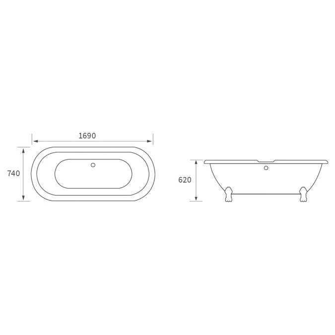 Runner Traditional 1690mm Roll Top Bath Chrome Feet 6 Runner Traditional 1690mm Roll Top Bath Chrome Feet - Image 6
