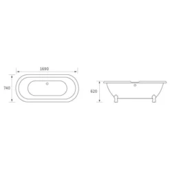 Runner Black Traditional 1690mm Freestanding Bath Chrome Feet -Home Bathroom runner tech