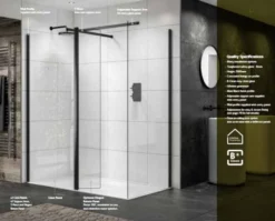 Sommer 1400mm Black Wetroom Glass Panel -Home Bathroom somer wetroom black main image 2