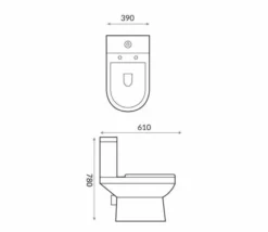 Space Semi-Rimless Short Projection Open Back Toilet Inc Soft Close Seat -Home Bathroom space spec 1
