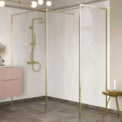 Supreme Brushed Brass Profile Wetroom Panel - 800mm -Home Bathroom supreme brass walk in 2
