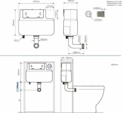 Torrent Comfort Height Concealed Cistern - Dual Flush - Bottom Inlet - Vortex TR9008 -Home Bathroom tr900 spec