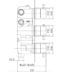 Niagara Equate Round Brushed Brass Triple Concealed Shower Valve -Home Bathroom w9313BRS sizes