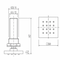 Niagara Square Chrome Body Jets -Home Bathroom w9336 Sizes