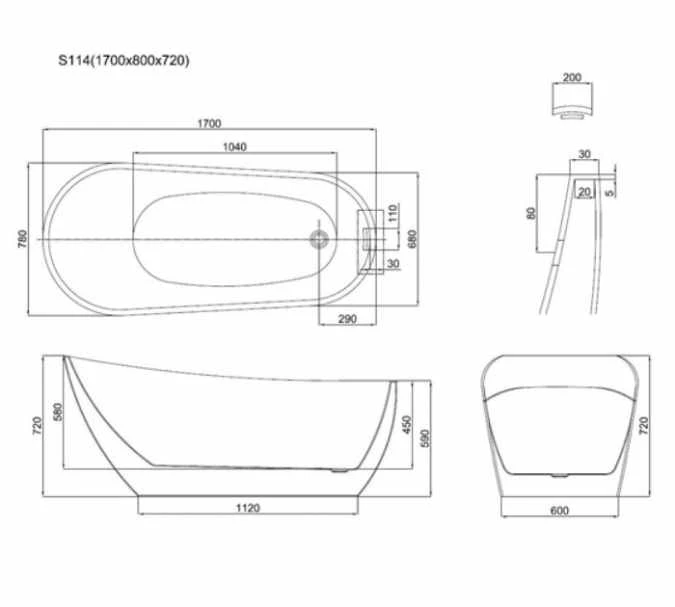 The White Space Souk Freestanding Bath 1700 X 780mm 2 The White Space Souk Freestanding Bath 1700 X 780mm - Image 2