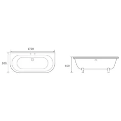 York Traditional 1700mm Back To Wall Freestanding Bath -Home Bathroom york tech
